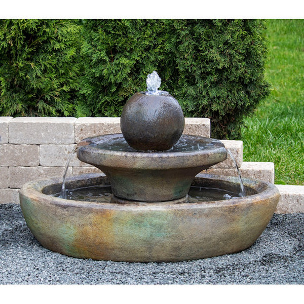 Outdoor modern and captivating Hampton Fountain oval with round finial